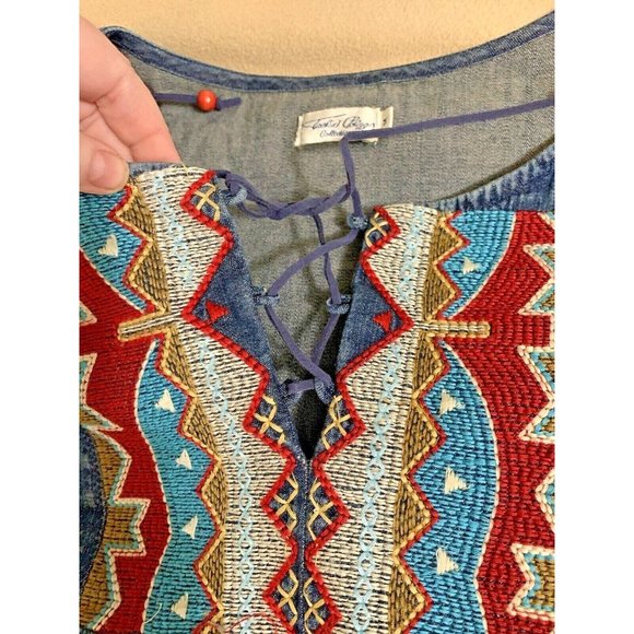 Tasha Polizzi Collection, Designer, Embroidered Denim Tunic Size Medium - Picture 4 of 9
